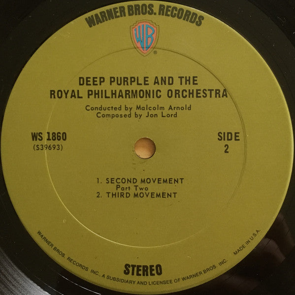 Deep Purple, Royal Philharmonic Orchestra Conducted By Malcolm Arnold : Concerto For Group And Orchestra (LP, Album, RE, Ter)