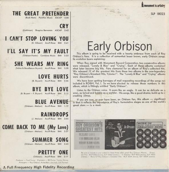 Roy Orbison : Early Orbison (LP, Album, Comp)