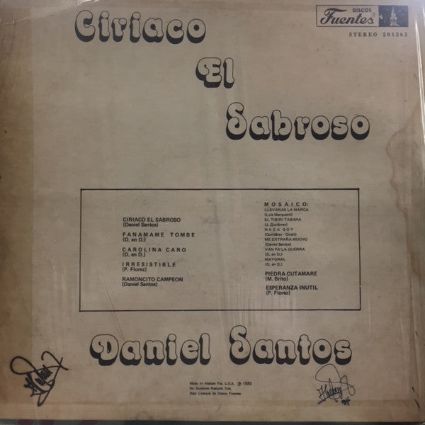 Daniel Santos : Ciriaco El Sabroso (LP)