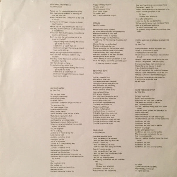 John Lennon & Yoko Ono : Double Fantasy (LP, Album, Los)
