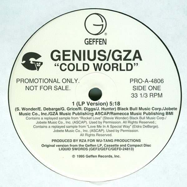 The Genius / GZA : Cold World (12", Single, Promo)