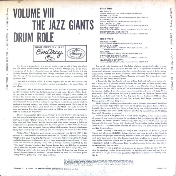 Various : Volume VIII - The Jazz Greats: Drum Role (LP, Comp)