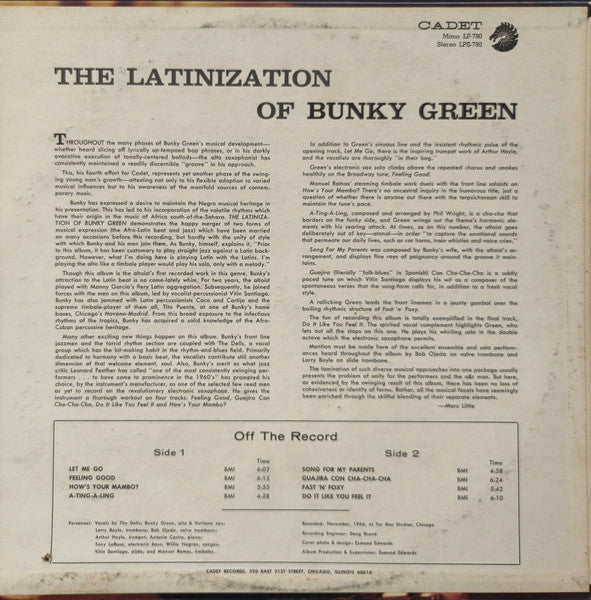 Bunky Green : The Latinization Of Bunky Green (LP, Album, Mono)