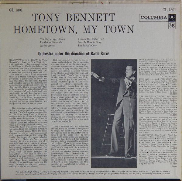 Tony Bennett : Hometown, My Town (LP, Mono, Ter)