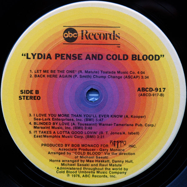 Lydia Pense & Cold Blood : Lydia Pense & Cold Blood (LP, Album, Pit)