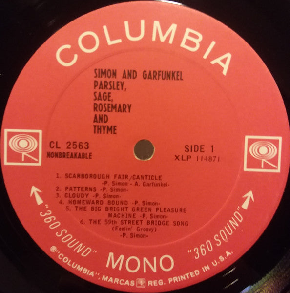 Simon & Garfunkel : Parsley, Sage, Rosemary And Thyme (LP, Album, Mono, Ter)