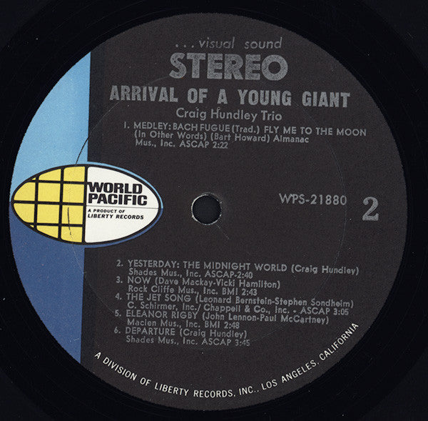 Craig Hundley Trio : Arrival Of A Young Giant (LP, Album)