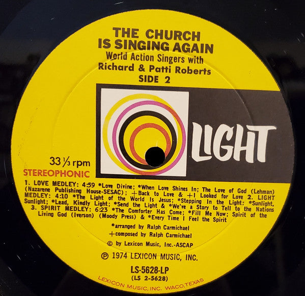 Richard & Patti Roberts And The World Action Singers : The Church Is Singing Again (LP, Album)