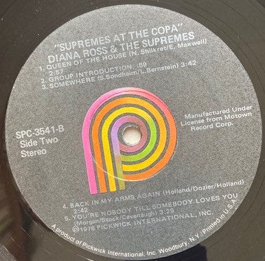 The Supremes : Live At The Copa (LP, Album, RE)