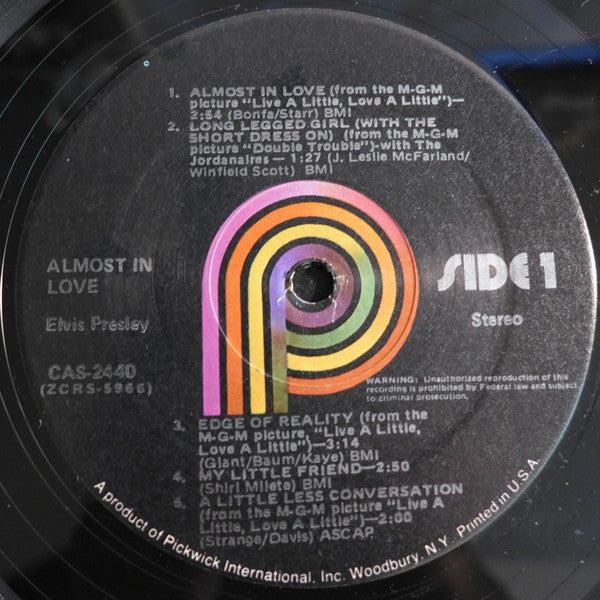 Elvis Presley : Almost In Love (LP, Comp, RE, PRC)