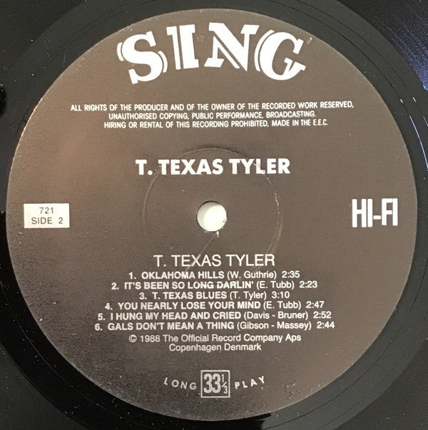 T. Texas Tyler : T. Texas Tyler (LP, Comp)
