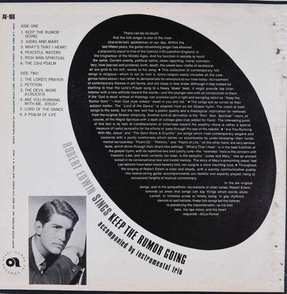 Robert Edwin (2) : Keep The Rumor Going (LP, Album, Yel)