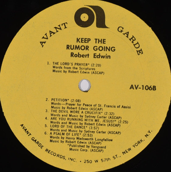 Robert Edwin (2) : Keep The Rumor Going (LP, Album, Yel)