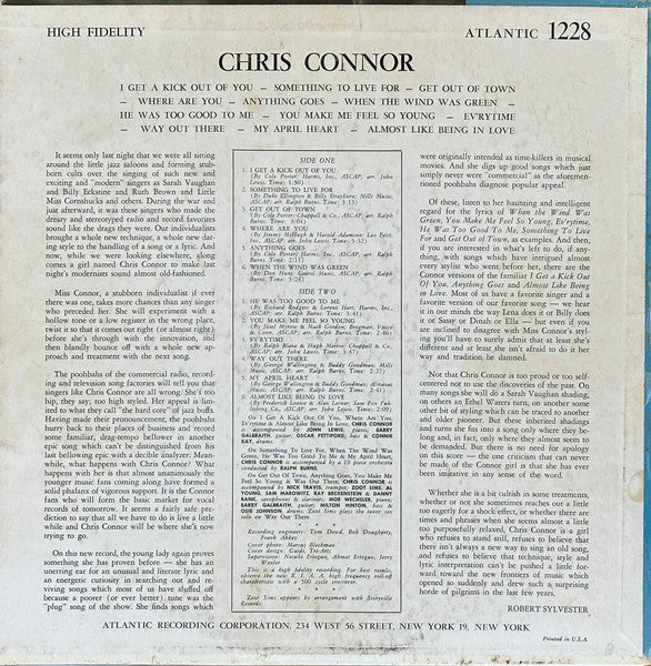 Chris Connor : Chris Connor (LP, Album, Mono, MGM)