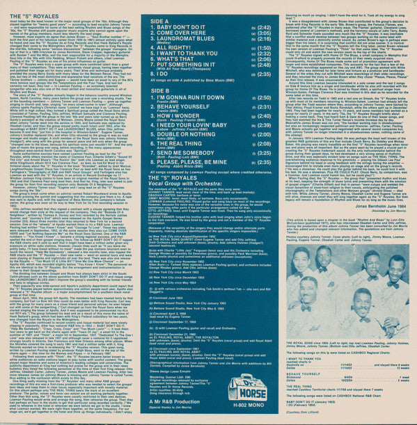 The 5 Royales : The Real Thing (LP, Comp, Mono)