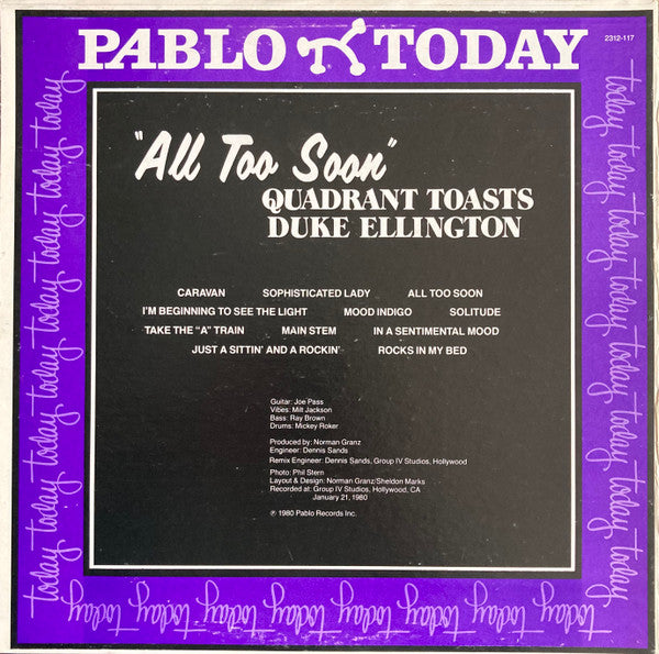 Quadrant (6) Toasts Duke Ellington : All Too Soon (LP, Album)