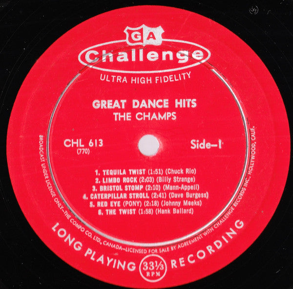 The Champs : Great Dance Hits (LP, Album, Mono)
