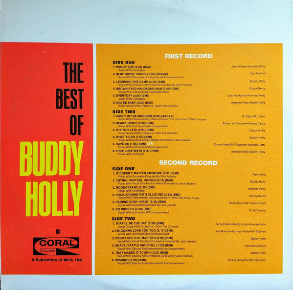 Buddy Holly with The Crickets (2) : The Best Of Buddy Holly (2xLP, Comp, Glo)
