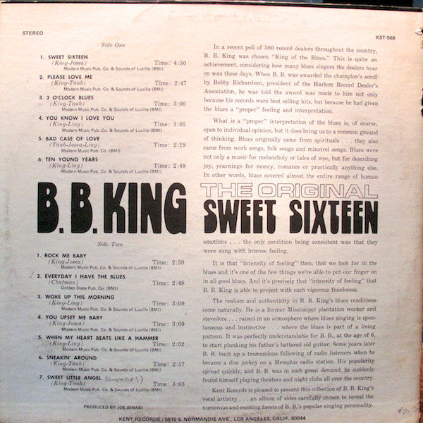 B.B. King : The Original Sweet Sixteen (LP, Comp, RE)