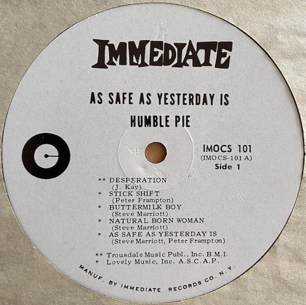 Humble Pie : As Safe As Yesterday Is (LP, Album)