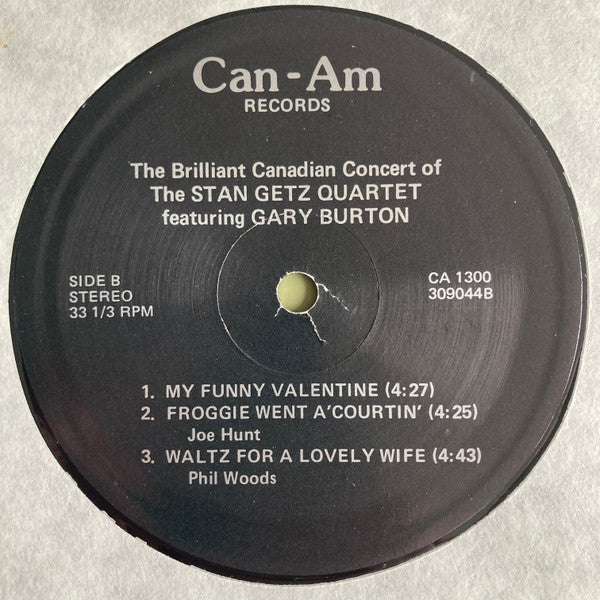 Stan Getz Quartet : The "Brilliant" Canadian Concert Of Stan Getz (LP, Album)