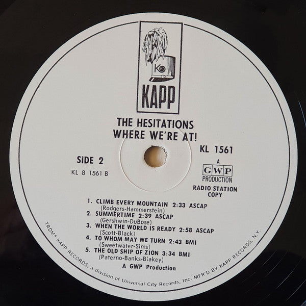 The Hesitations : Where We're At! (LP, Album, Mono, Promo, W/Lbl)