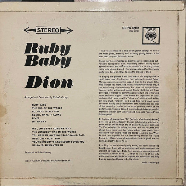 Dion (3) : Ruby Baby (LP, Album)