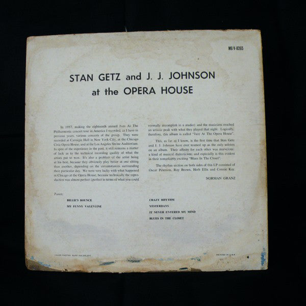 Stan Getz And J.J. Johnson : At The Opera House (LP, Album, Mono, Ter)
