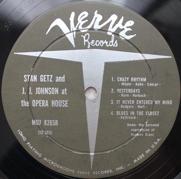 Stan Getz And J.J. Johnson : At The Opera House (LP, Album, Mono, Ter)