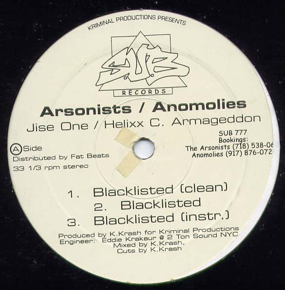The Arsonists / Anomolies / El Battalion : Blacklisted / MC Squared (12")
