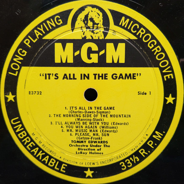 Tommy Edwards : It's All In The Game (LP, Album, Mono)