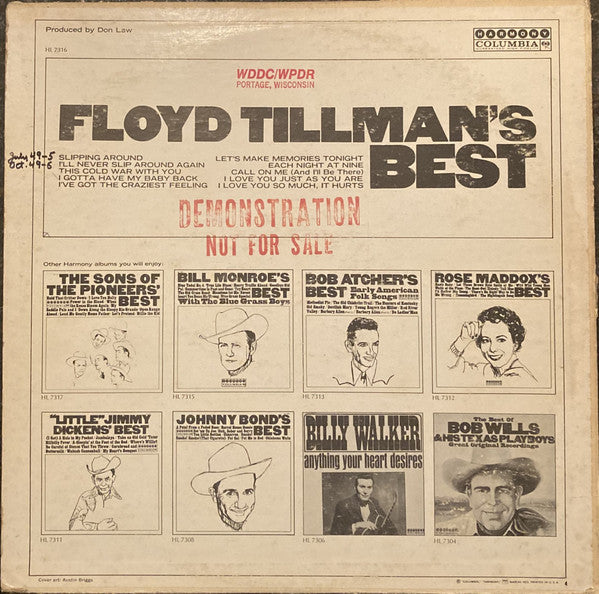 Floyd Tillman : Floyd Tillman's Best (LP, Album, Comp, Mono, Promo)