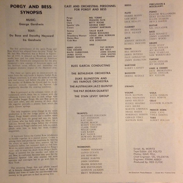 Frances Faye And Mel Tormé Featuring The Bethlehem Orchestra And Duke Ellington And His Orchestra : George Gershwin's Porgy & Bess (Box, RE + 3xLP, Album)