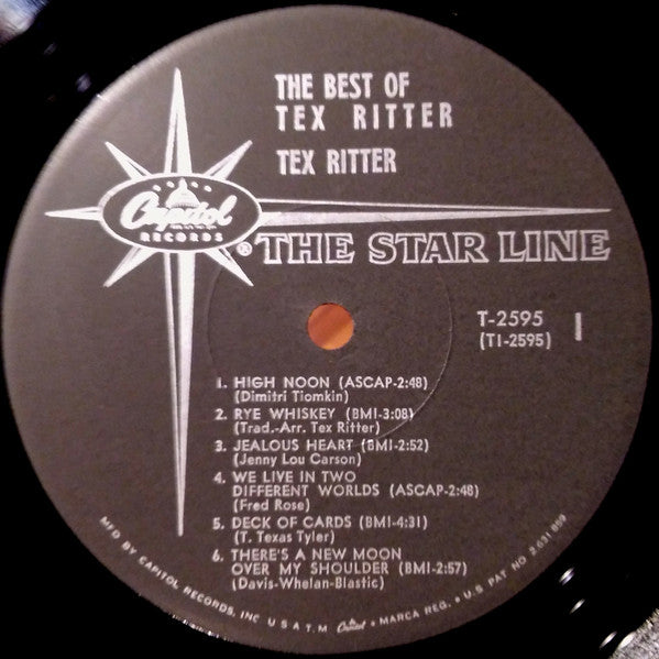 Tex Ritter : The Best Of Tex Ritter (LP, Comp, Mono)