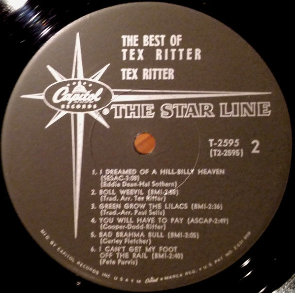 Tex Ritter : The Best Of Tex Ritter (LP, Comp, Mono)