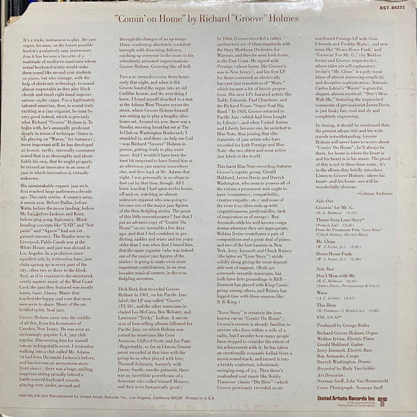 Richard "Groove" Holmes : Comin' On Home (LP, Album)