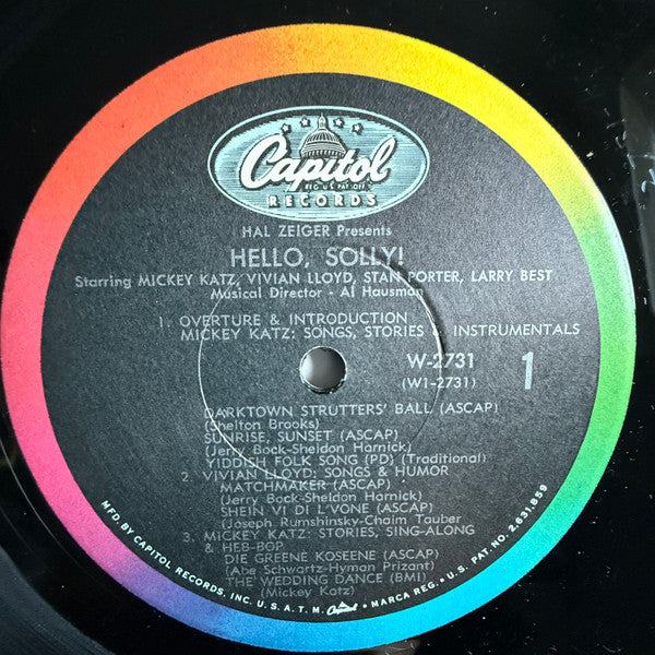 Mickey Katz, Larry Best, Stan Porter, Vivian Lloyd : Hello Solly!  (LP, Album, Mono)