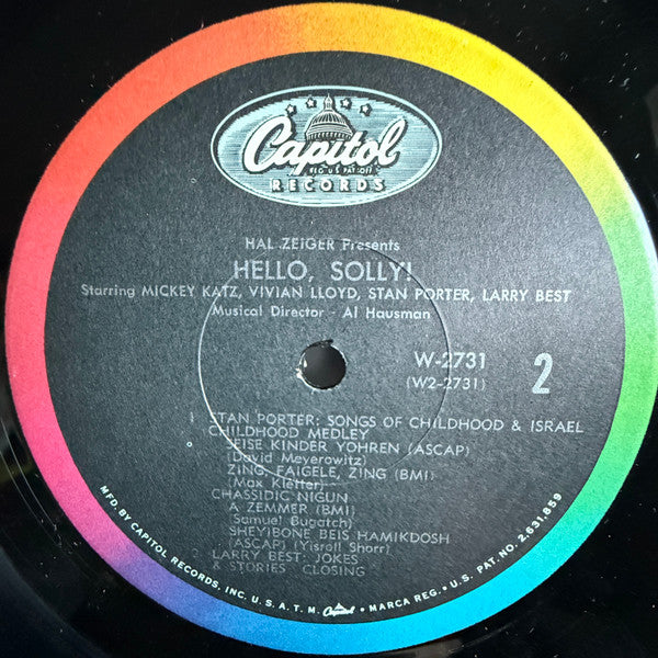 Mickey Katz, Larry Best, Stan Porter, Vivian Lloyd : Hello Solly!  (LP, Album, Mono)