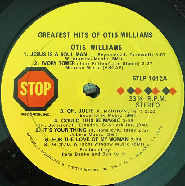 Otis Williams (3) : The Greatest Hits Of Otis Williams (LP, Album, Comp, RE)