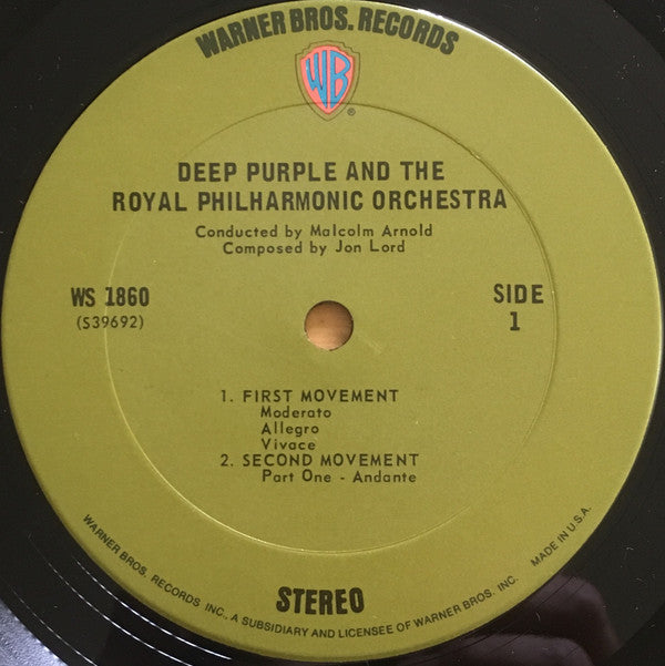 Deep Purple, Royal Philharmonic Orchestra Conducted By Malcolm Arnold : Concerto For Group And Orchestra (LP, Album, RE, Ter)