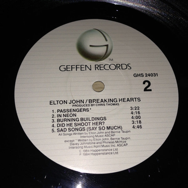 Elton John : Breaking Hearts (LP, Album, All)