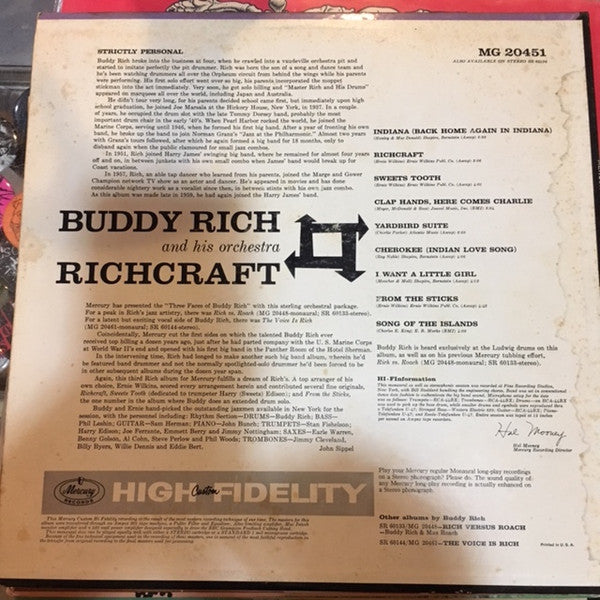 Buddy Rich And His Orchestra : Richcraft (LP, Album, Mono)