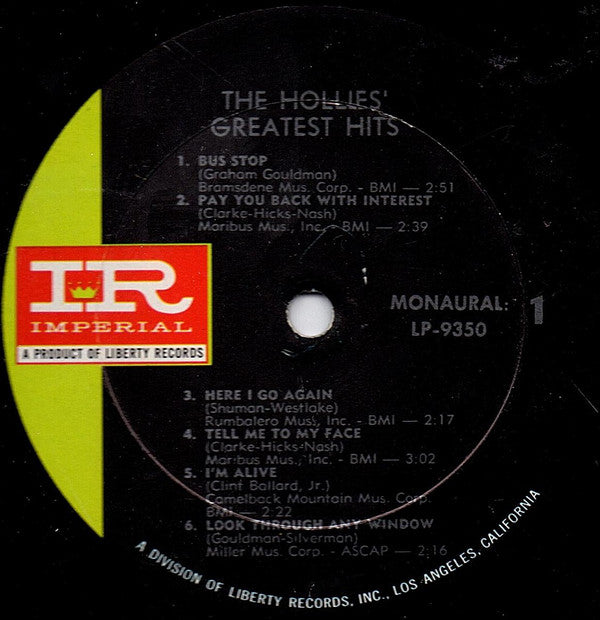 The Hollies : The Hollies' Greatest Hits (LP, Comp, Mono)