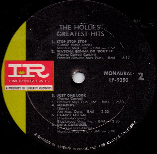 The Hollies : The Hollies' Greatest Hits (LP, Comp, Mono)