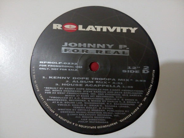 Johnny P : For Real (2x12", Promo)