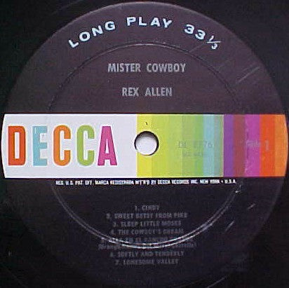 Rex Allen : Mister Cowboy (LP, Album, Mono, RP)