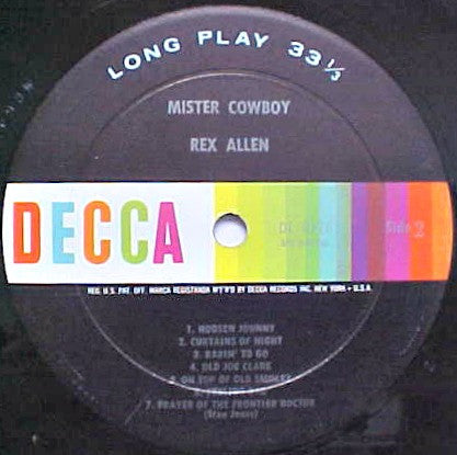 Rex Allen : Mister Cowboy (LP, Album, Mono, RP)