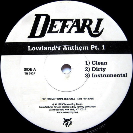 Defari : Lowland's Anthem Pt. 1 / Juggle One (For The DJ's) (12", Promo)