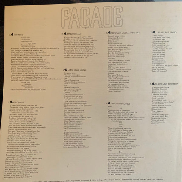 Tony Randall (3) - Arthur Fiedler - Sir William Walton - Edith Sitwell - Columbia Chamber Ensemble : Facade (Complete) (LP, Album)
