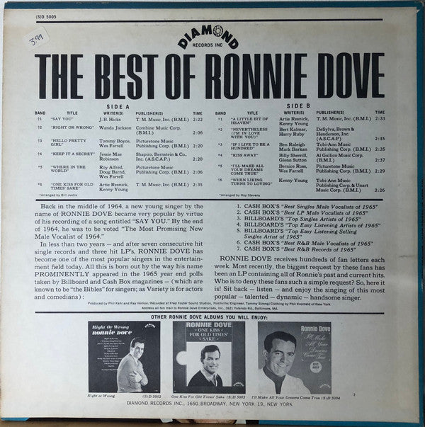 Ronnie Dove : The Best Of Ronnie Dove (LP, Comp)